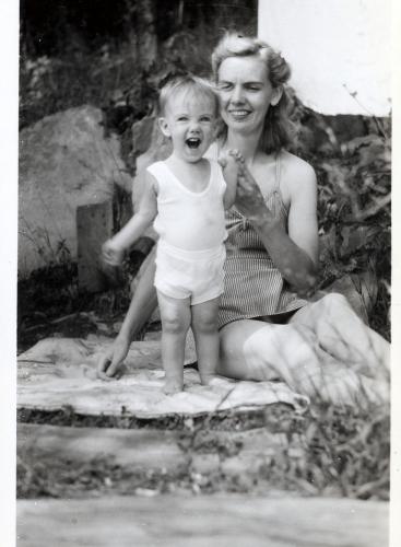 1943 August Janet and Ruth. Guess I'll reward Auntie Pearl and Millie Maier with a big laugh