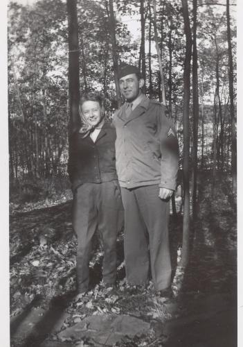 1944 October 15 Lee and Bill at Lake Teedyuskung