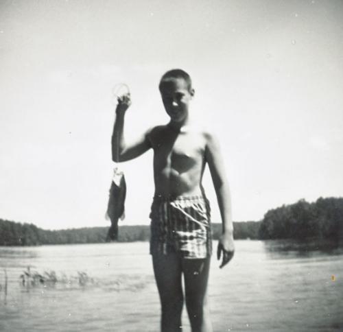 1958 August Ted with fish