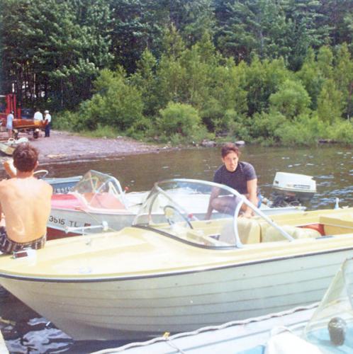 1969 July 4 Yellow Bird Lone Star boat with Ted and Rick has back to camera